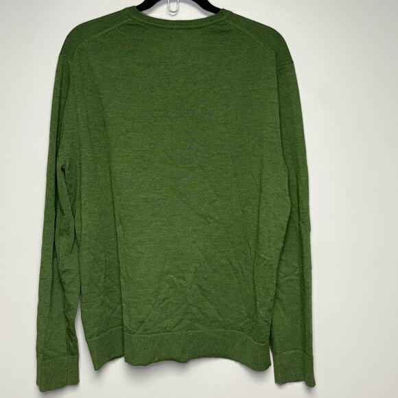 GAP 100% Merino Wool Preppy Dark Academia Dad V-Neck Holiday Sweater Mens Sz L - Picture 2 of 4